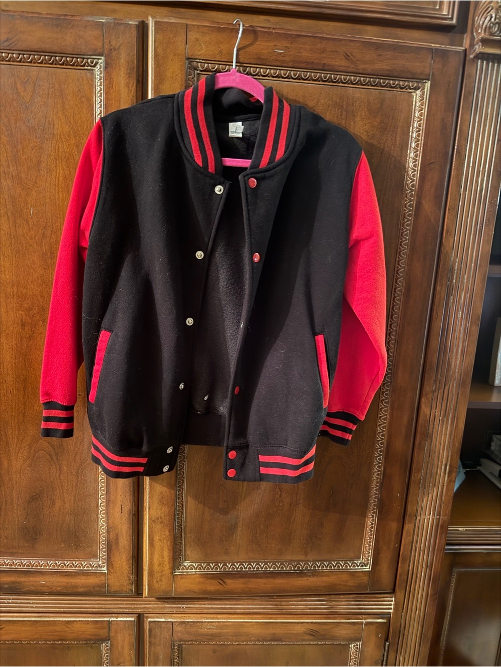 Kids Black & Red Varsity Jacket - Classic Letterman Style